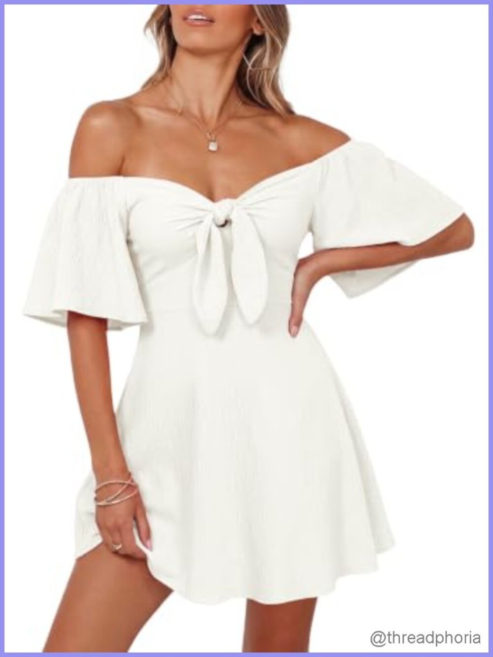 Dokotoo Deep V Neck Bow Tie Ruffle Mini Dress Summer Flowy